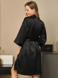 SilkSilky IT Seta pura A metà Womens Robe Nero 002