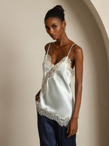 [Azzurro] SilkSilky-IT Spaghetti Strap V Neck Cami 006