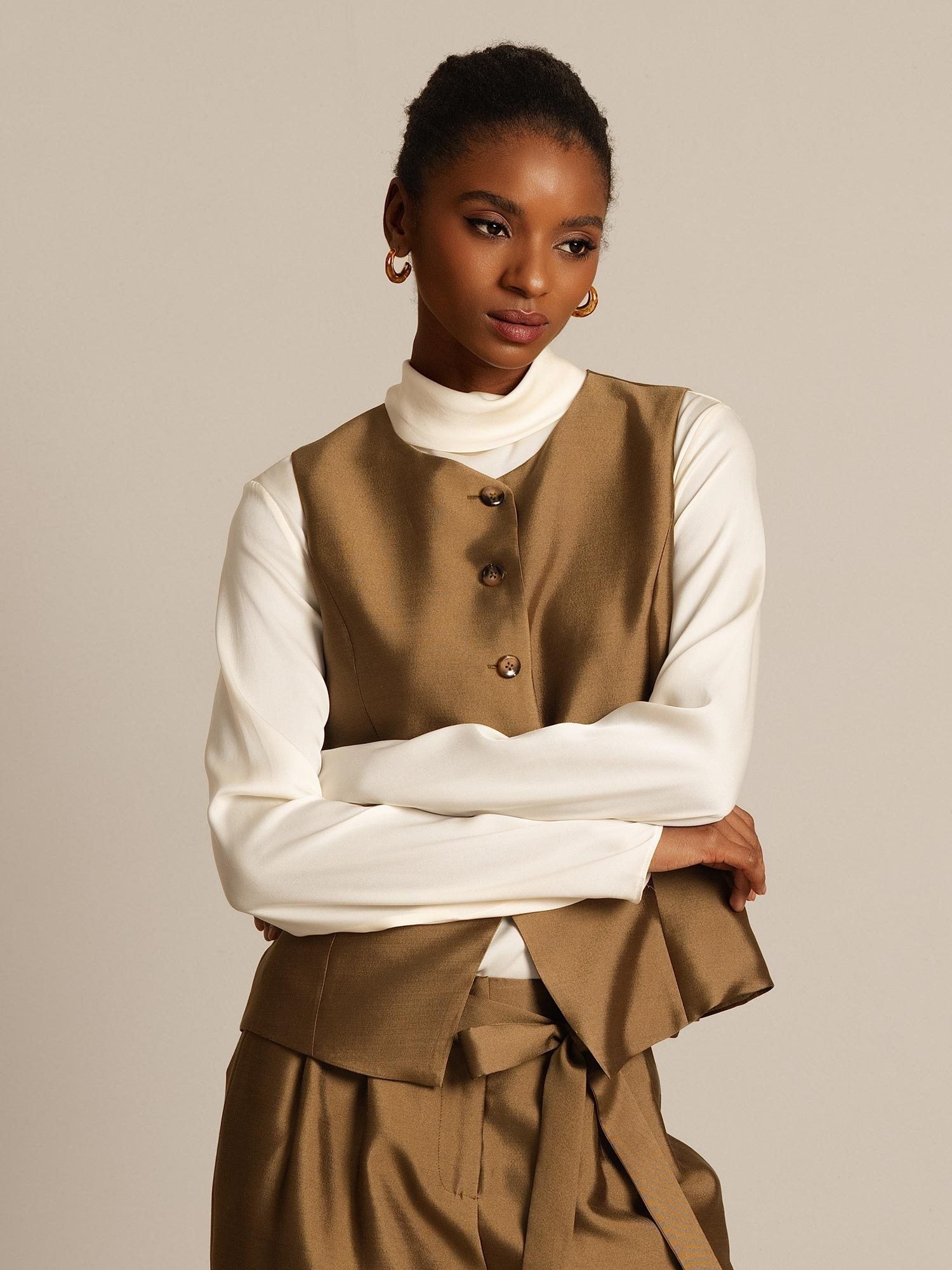 [Bronzo] SilkSilky-IT 32Momme Seta Womens Vest 008,