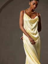 [Giallo] SilkSilky-IT 19Momme Tirantes Finos Collo drappeggiato Cami 001