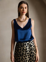 [Blu Scuro] SilkSilky-IT Sleeveless V Neck Cami 004