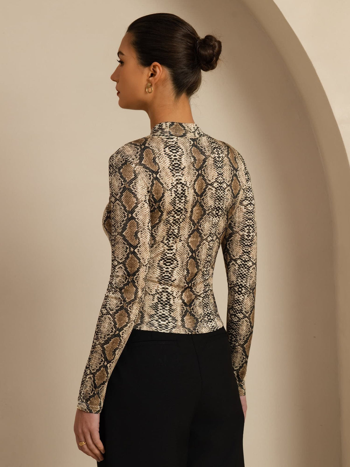 [Pelle Di Serpente] SilkSilky-IT Long Sleeve Magliette donna 002