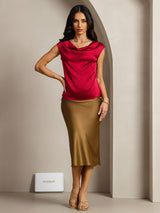 [Vino] SilkSilky-IT Cap Sleeve Cowl Neck Magliette donna 003