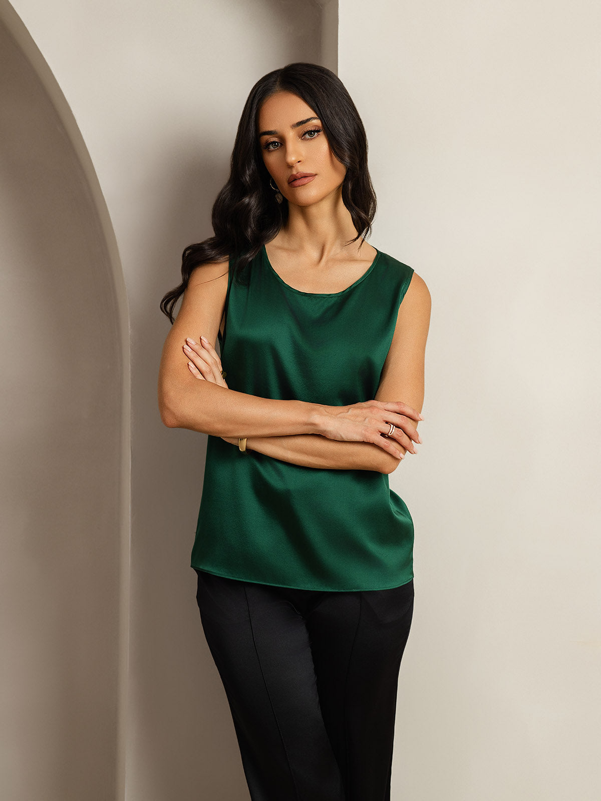 [Verde Scuro] SilkSilky-IT 19Momme Seta Camisoles 006