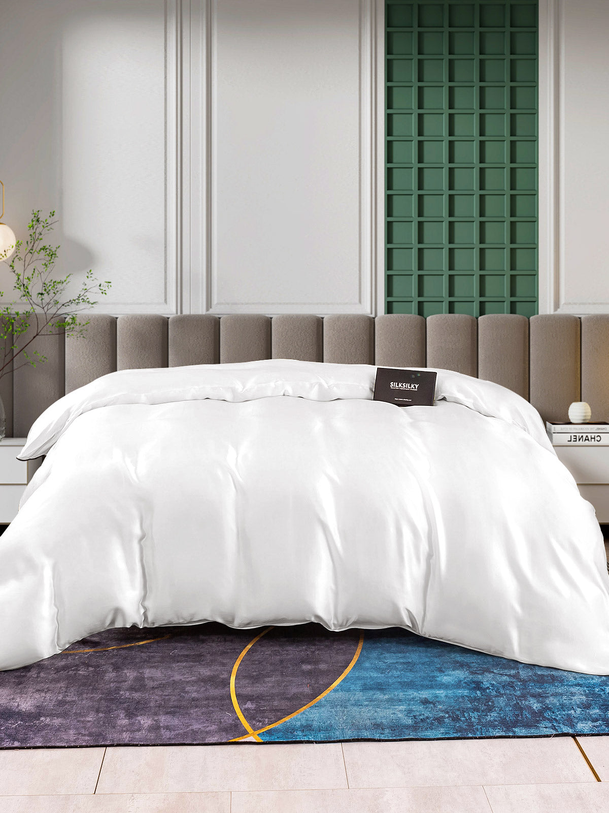 SilkSilky IT 25Momme Seta pura Duvet Cover Bianco 003