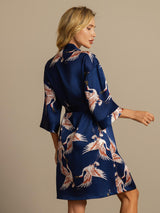 [Blu Scuro] SilkSilky-IT 3/4 Sleeve Vestaglia da donna 002