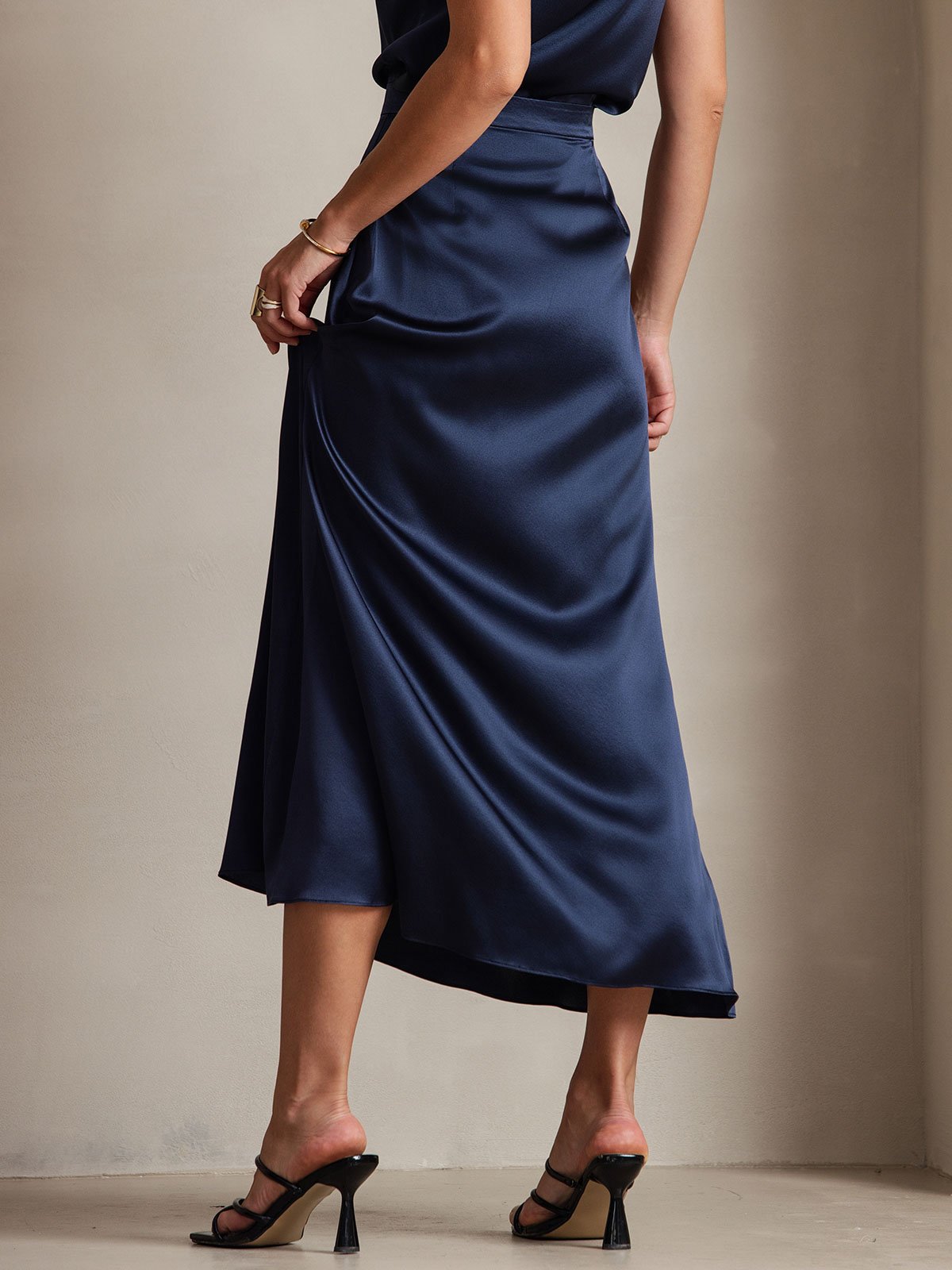 [Blu Scuro] SilkSilky-IT 19Momme Seta Skirt 002