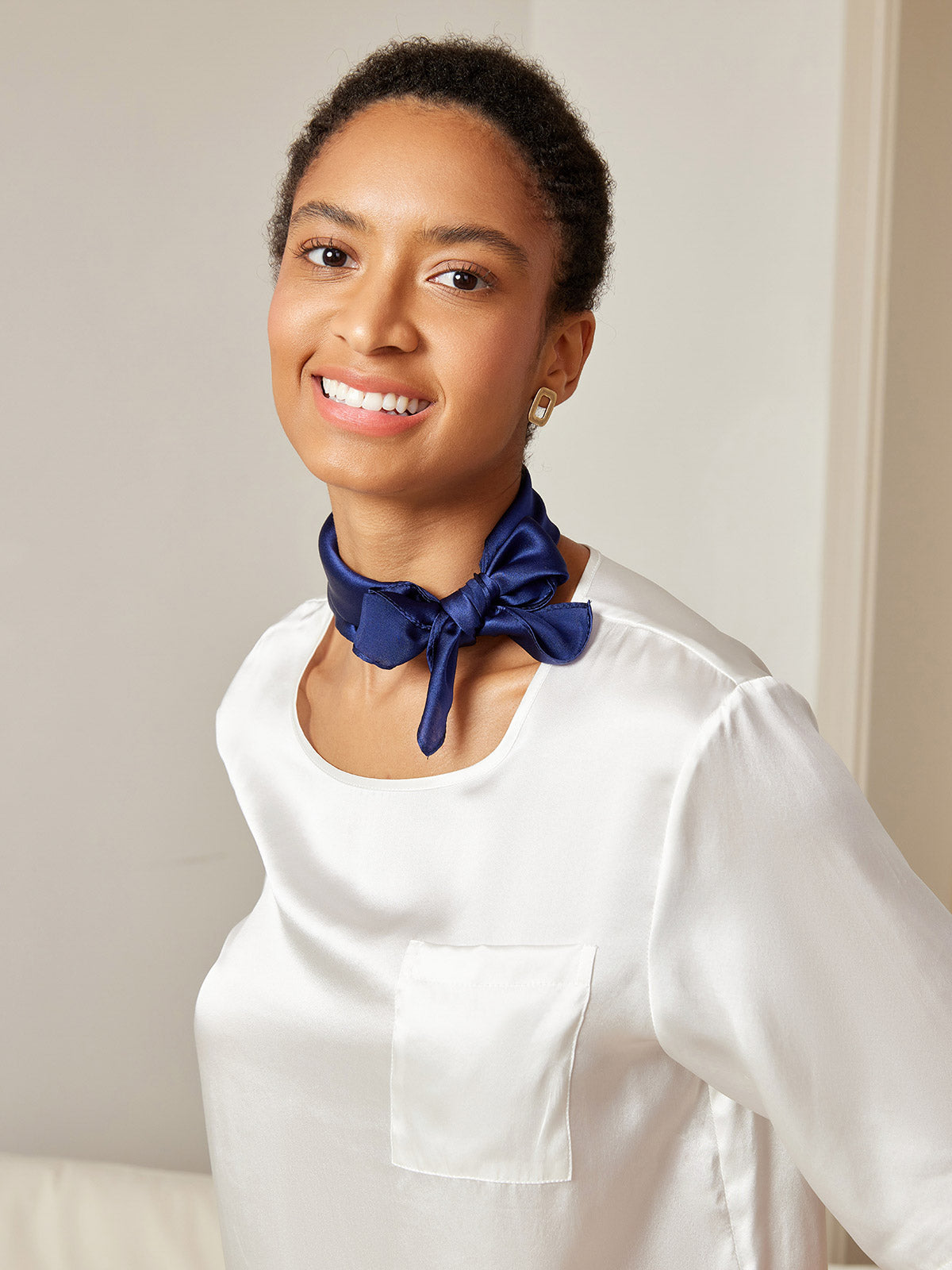 [Blu Scuro] SilkSilky-IT Seta pura Scarf 003