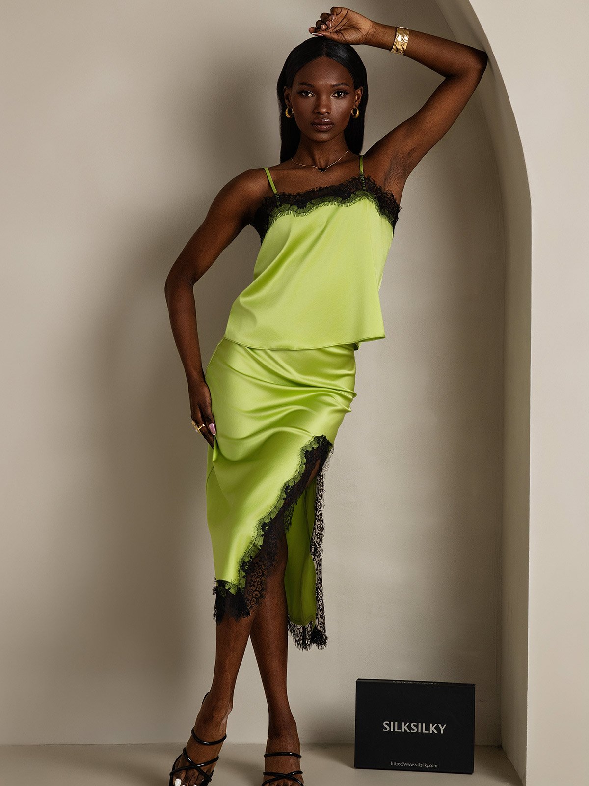 SilkSilky-IT 19Momme Seta Camisole Set MentaVerde 001