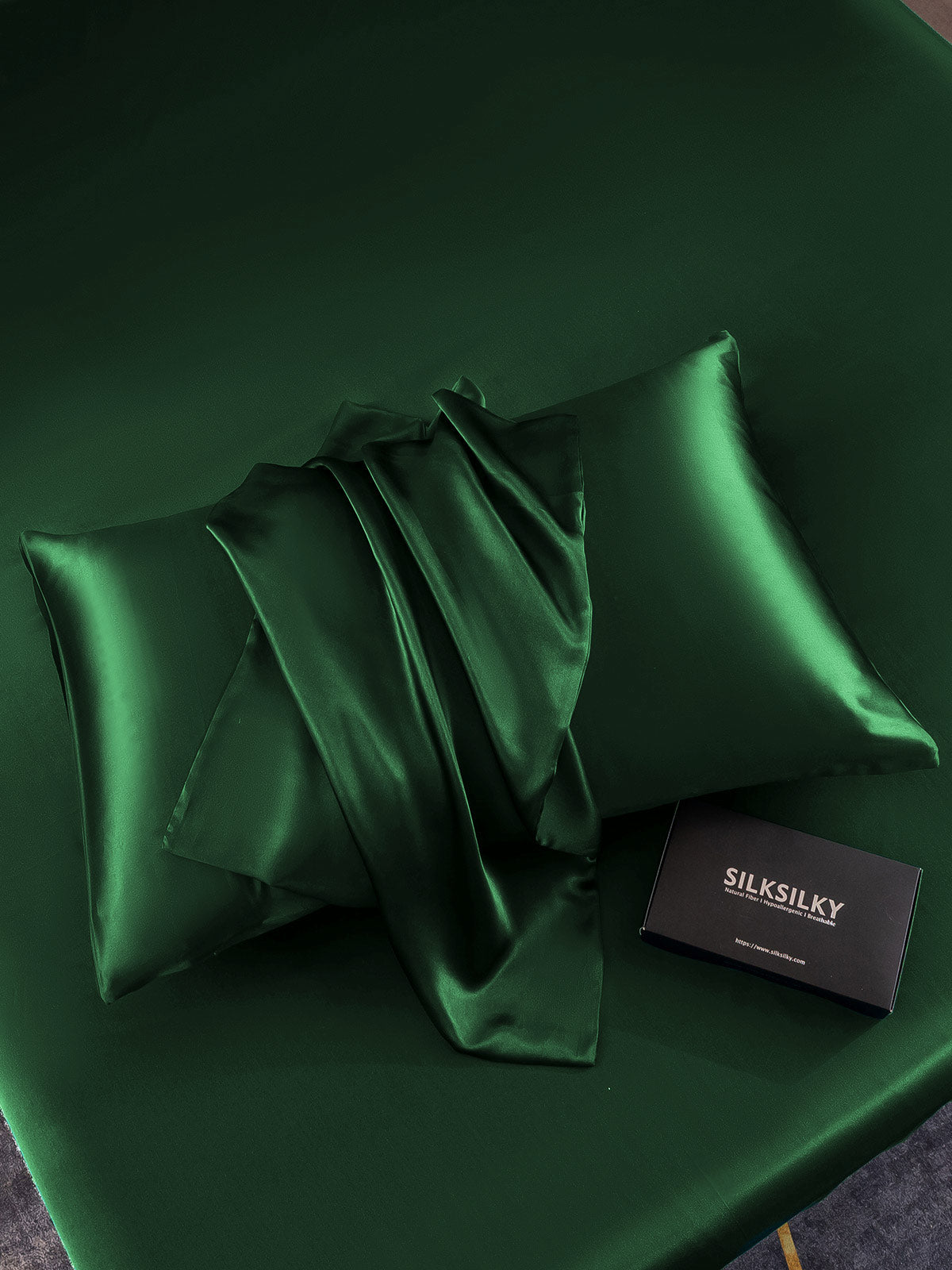 SilkSilky-IT-19Momme-Seta-pura-Pillowcase-Verde-Scuro-004