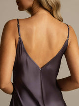 [Grigio Porpora] SilkSilky-IT Sleeveless V Neck Camicia da notte 005