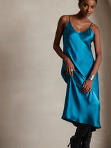 [Verde Acqua] SilkSilky-IT Sleeveless V Neck Vestiti da donna 003