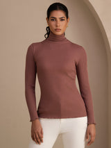 [Cameo Rose] SilkSilky-IT Long Sleeve Turtle Neck Magliette donna 001