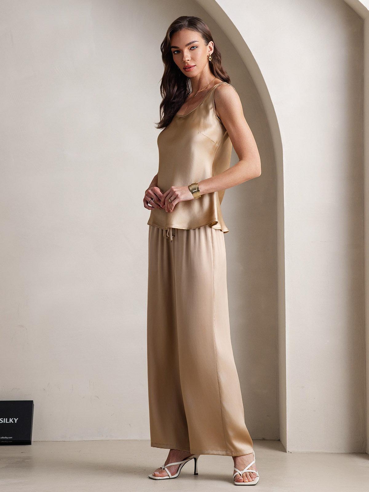 [Champagne] SilkSilky-IT Seta pura Camisole Set 005