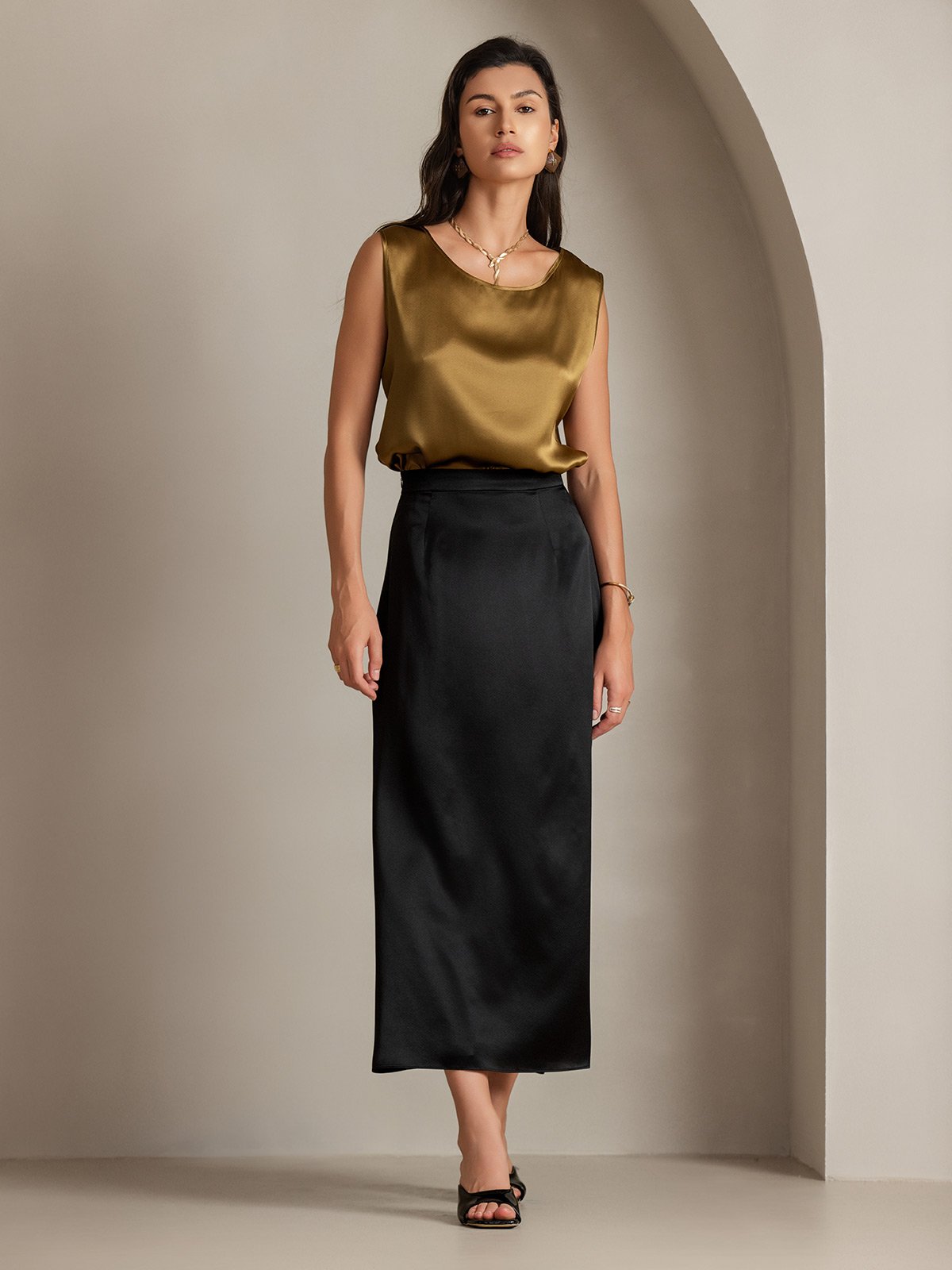 [Marrone] SilkSilky-IT 19Momme Seta Camisoles 007