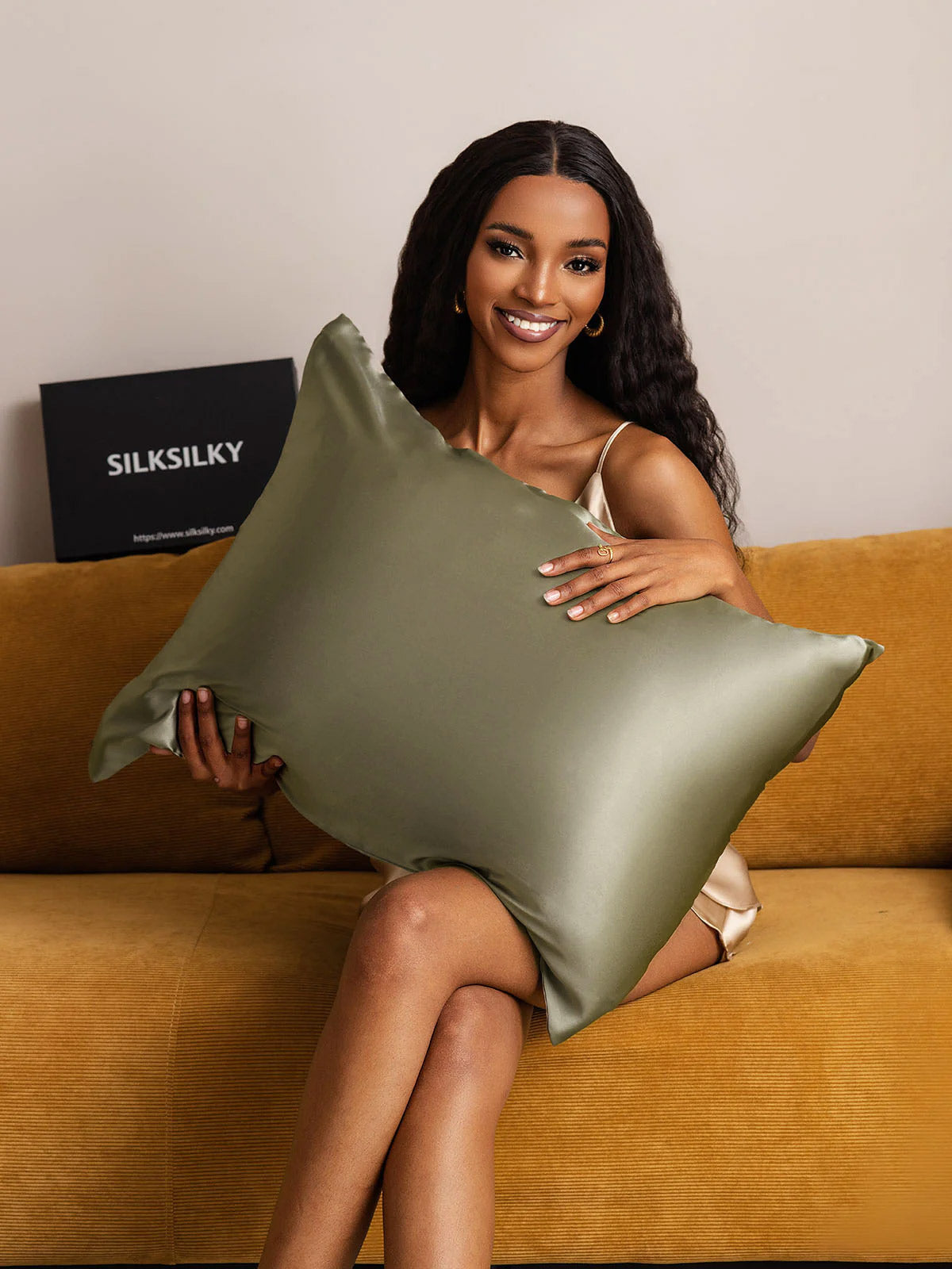 [Verde Oliva] SilkSilky-IT 22Momme Seta pura Pillowcase 004