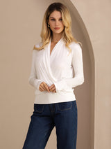[Bianco] SilkSilky-IT Long Sleeve Bluse 004