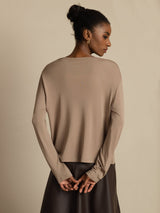 [Marrone Chiaro] SilkSilky-IT Long Sleeve Cardigan Donna 002