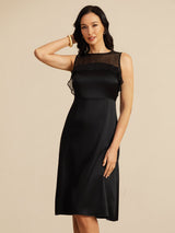 [Nero] SilkSilky-IT Sleeveless Illusion Neck Vestiti da donna 003