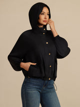 [Nero] SilkSilky-IT Manica lunga Collo alto Capispalla da donna 001