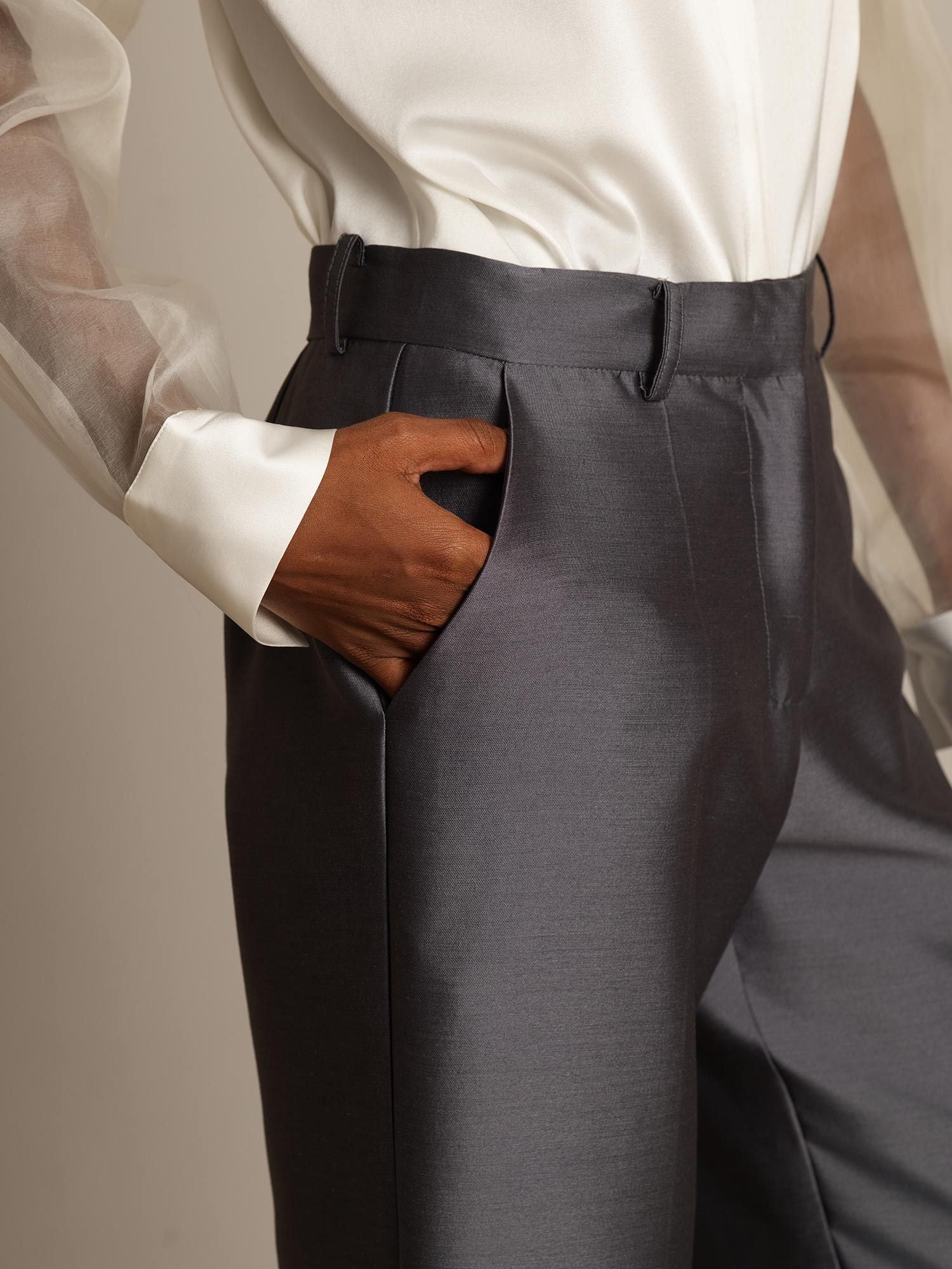 [Grigio] SilkSilky-IT 32Momme Seta Womens Pants 004,