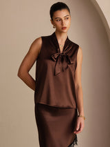 [Cioccolato Fondente] SilkSilky-IT Sleeveless Tie Neck Cami 003