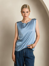 [Blu Grigiastro] SilkSilky-IT Sleeveless Round Neck Cami 001