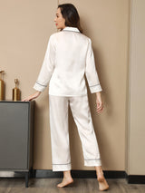 [Bianco] SilkSilky-IT Manica lunga Womens Pajamas 003
