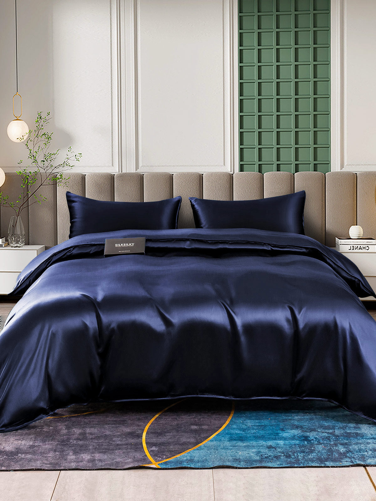 [Blu Scuro] SilkSilky-IT 25Momme Seta pura Bedding Set 002