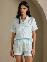 [Fiori Cielo] SilkSilky-IT Short Sleeve Notch Collar Pigiami da donna 004