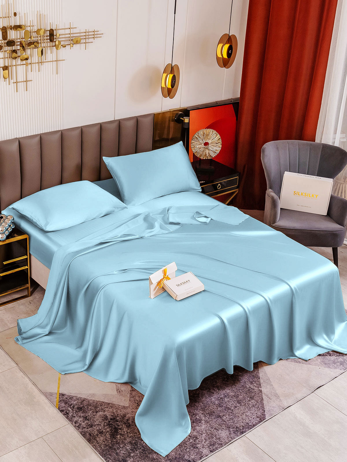 [Azzurro] SilkSilky-IT 19Momme Seta pura Bedding Set 001