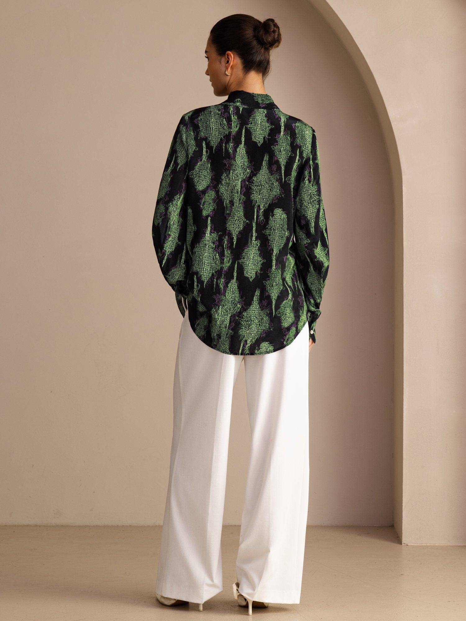 [Muschio Nero] SilkSilky-IT Long Sleeve Lapel Collar Camicette 002