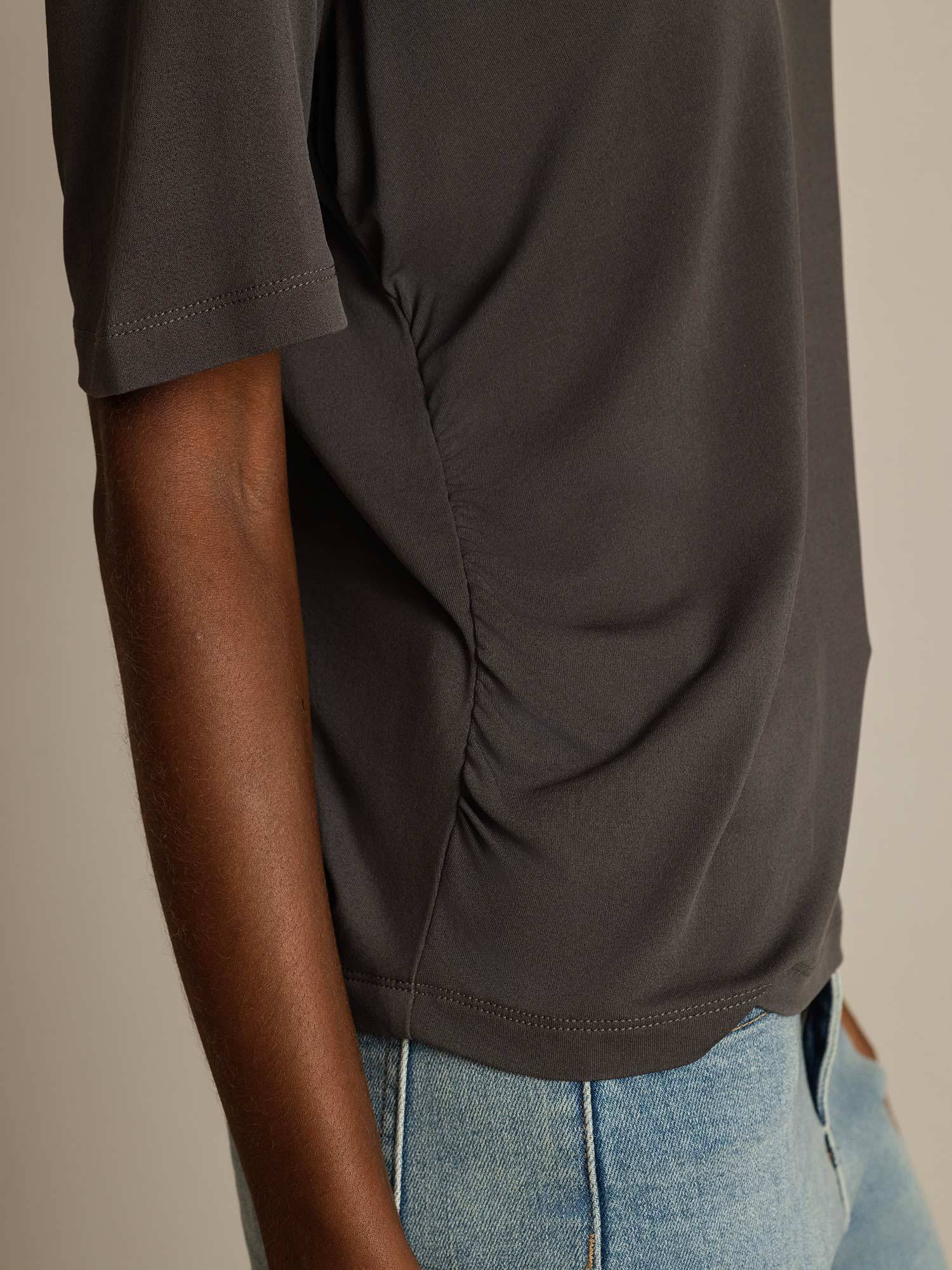 [Grigio] SilkSilky-IT Seta pura Womens T-Shirt 005,