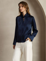 [Blu Scuro] SilkSilky-IT 19Momme Seta Womens Shirt 003