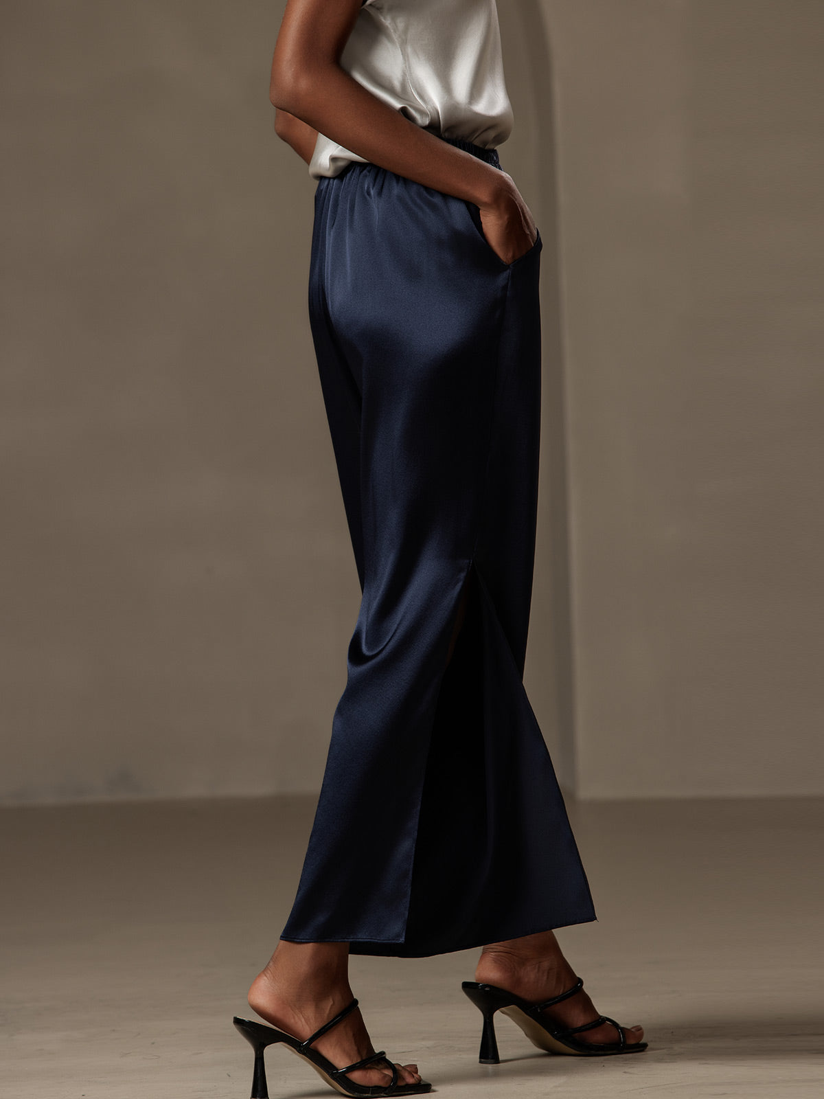 [Blu Scuro] SilkSilky-IT 19Momme Seta Womens Pants 004
