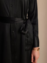 [Nero] SilkSilky-IT Long Sleeve Lapel Collar Vestiti da donna 003