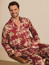 [Drago Vino] SilkSilky-IT Long Sleeve Lapel Collar Pigiami da uomo 007