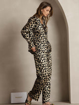 [Leopardo] SilkSilky-IT 19Momme Seta Colletto risvolto Women''s Outfit Sets 004