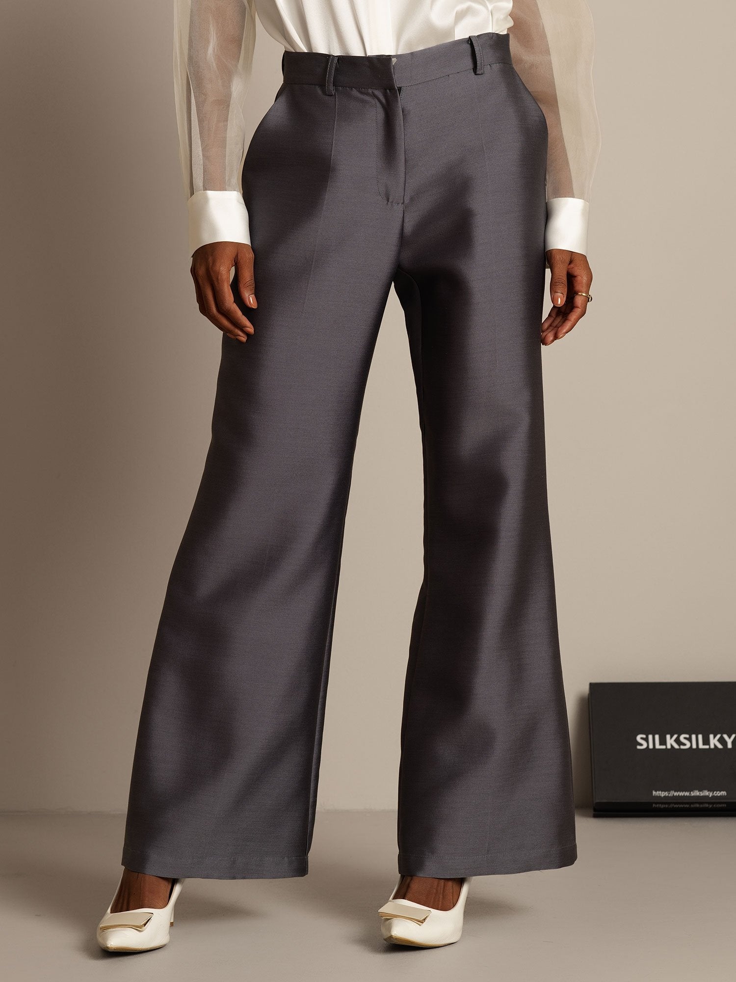 [Grigio] SilkSilky-IT 32Momme Seta Womens Pants 005,