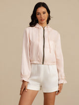 [Rosa] SilkSilky-IT 18Momme Manica lunga Collo alto Capispalla da donna 007