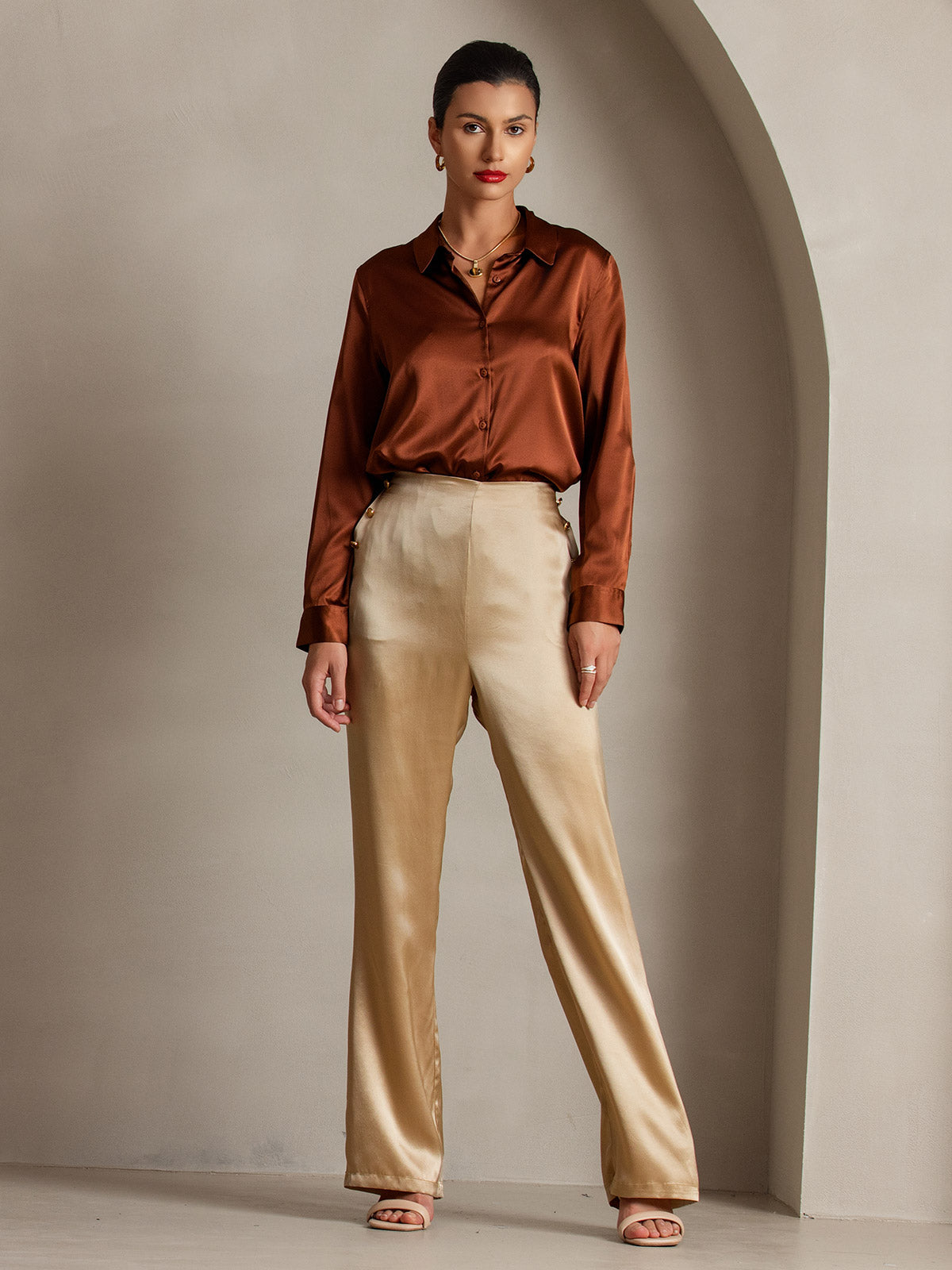 [Champagne] SilkSilky-IT 19Momme Seta Womens Pants 007