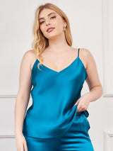 [Verde Acqua] SilkSilky-IT Tirantes Finos Scollo a V Cami taglia grossa 003
