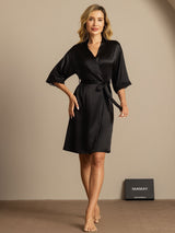 [Nero] SilkSilky-IT Half Sleeve Vestaglia da donna 005