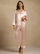 [Rosa] SilkSilky-IT Long Sleeve Lapel Collar Pigiami da donna 001