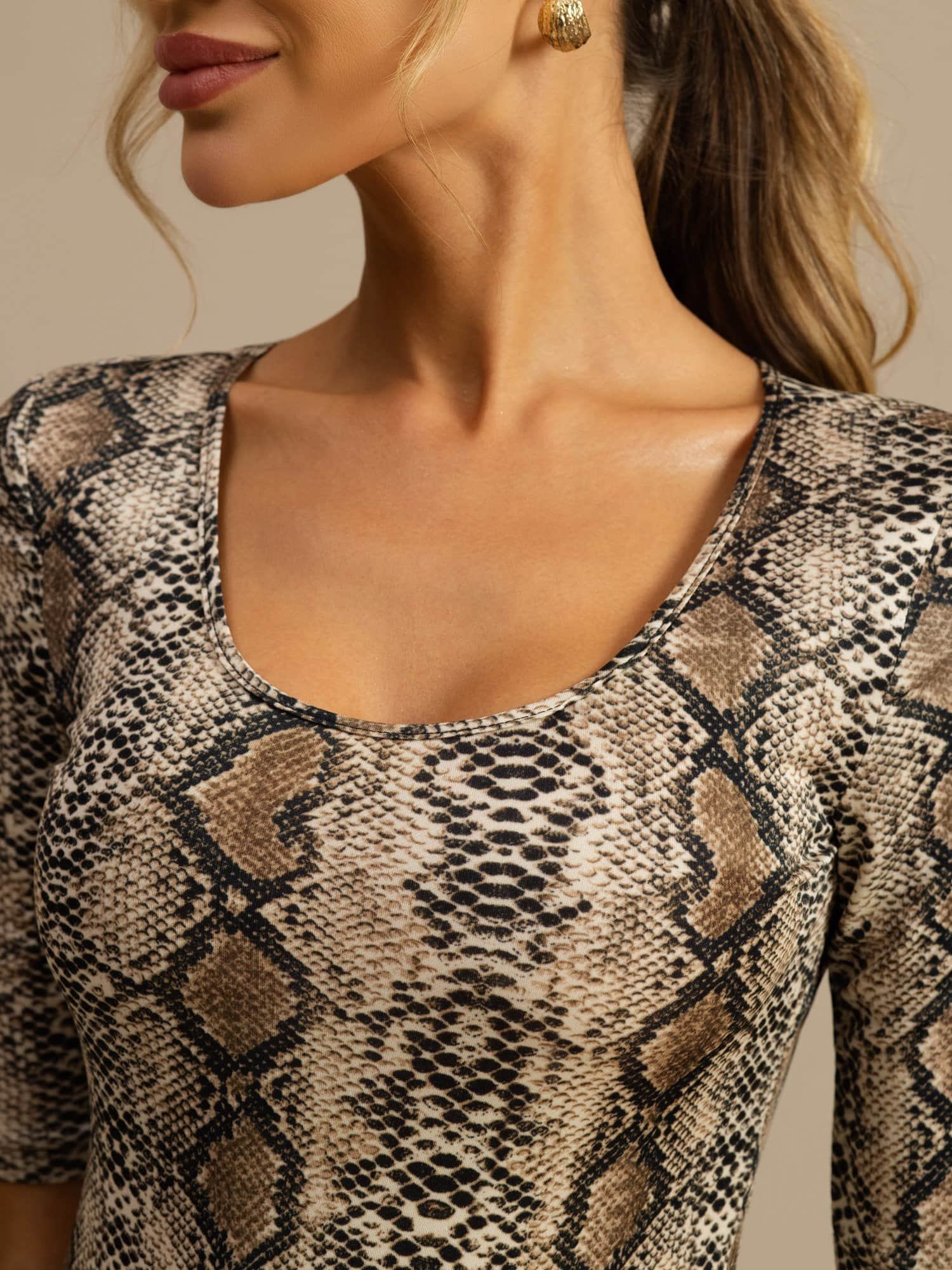 [Pelle Di Serpente] SilkSilky-IT Manga media Scollo A Coppa Magliette donna 006