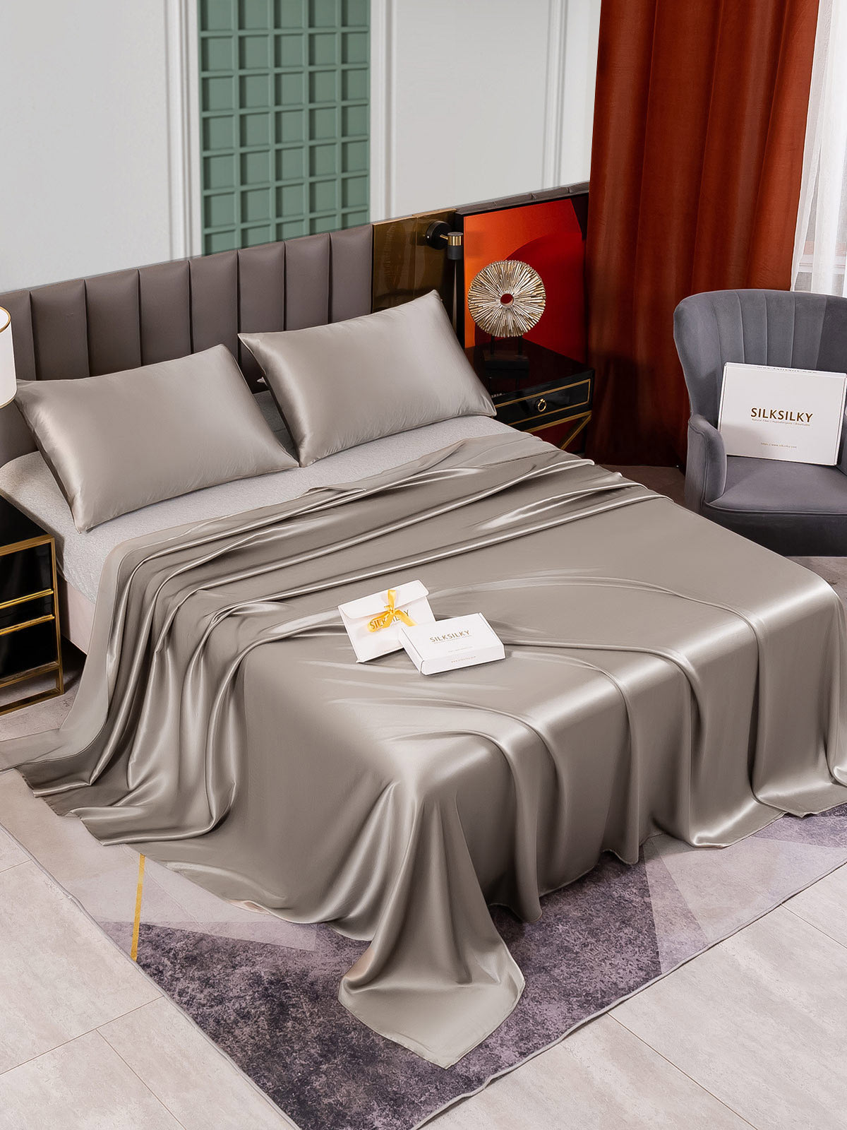 [Grigio] SilkSilky-IT 25Momme Seta pura Bedding Set 002
