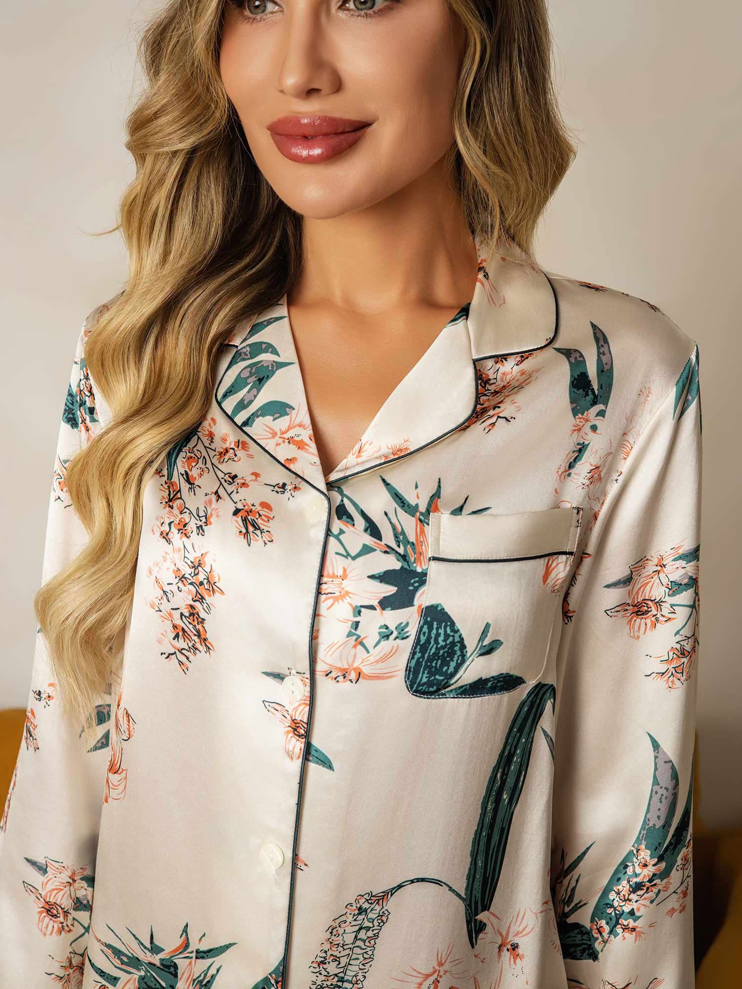 [Giungla Tropicale] SilkSilky-IT Seta pura Womens Pajamas 003