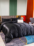 SilkSilky IT 25Momme Seta pura Bedding Set Nero 002