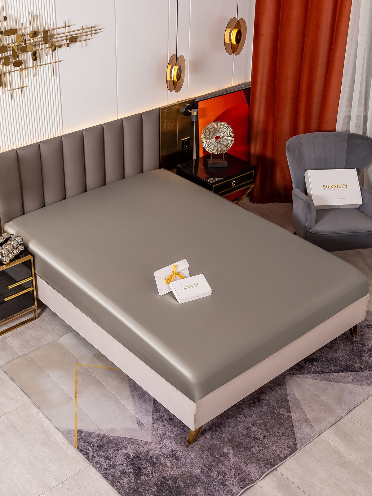 [Grigio] SilkSilky-IT 19Momme Seta pura Sheet 001