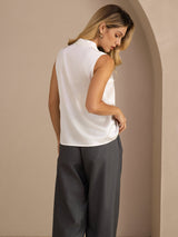 [Bianco] SilkSilky-IT Sleeveless Tie Neck Cami 002